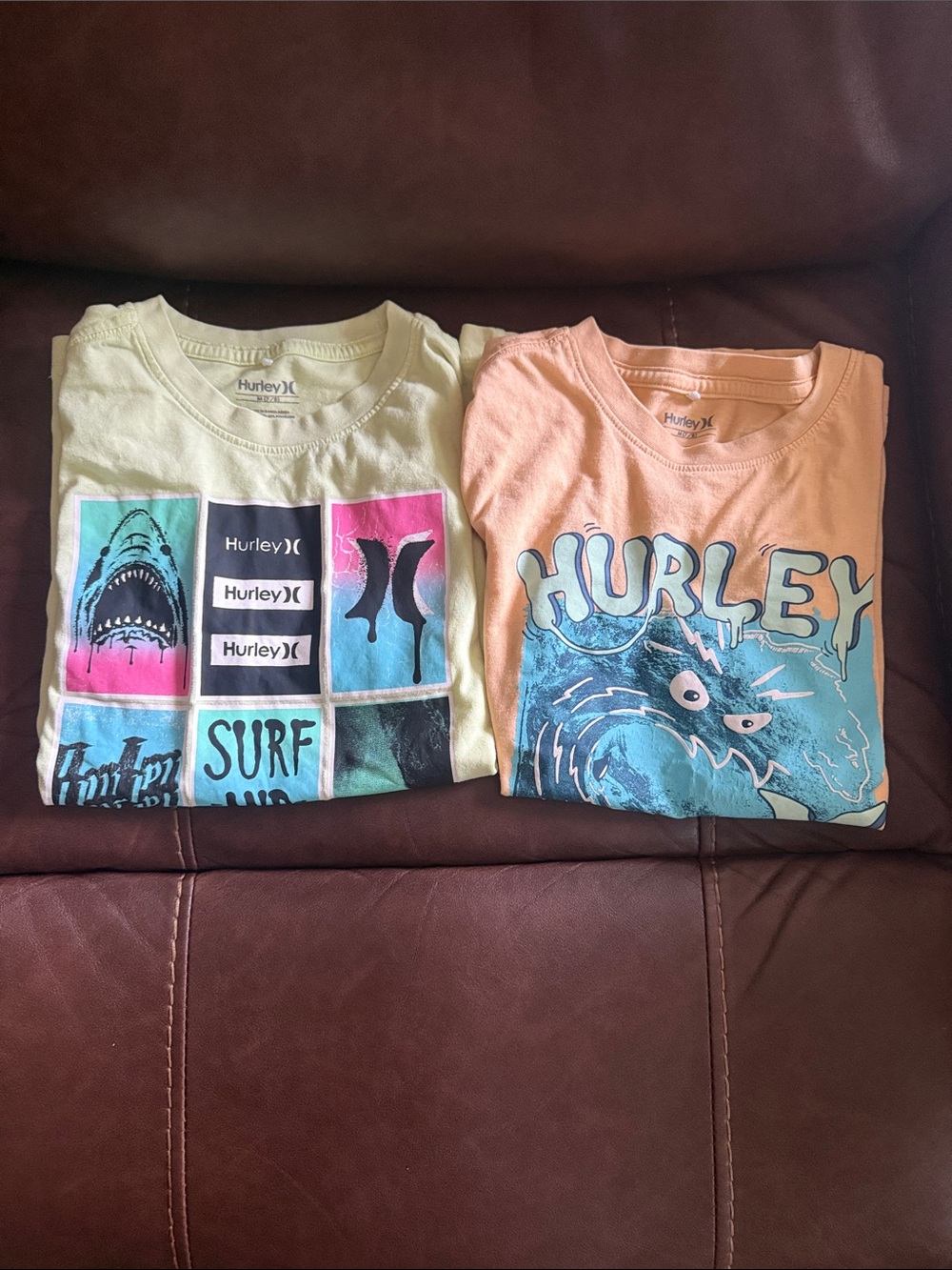 Hurley Kids Graphic Tees in Pale Yellow and Peach